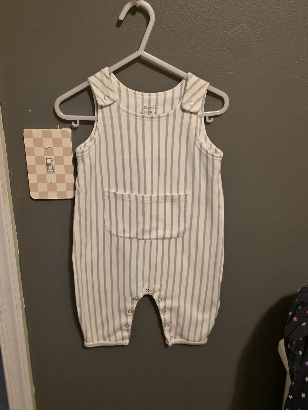 NWOT Pehr Baby Striped Cotton Baby Romper - Mint & White
